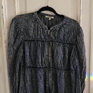 gimmicks by BKE Black Lace Top with Cream Trim